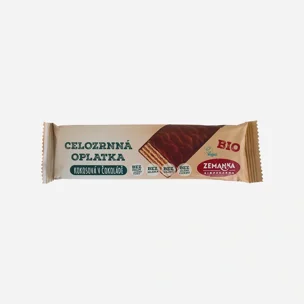 Celozrnná oplatka z jednozrnky kokosová v čokoládě BIO 12 x 40 g